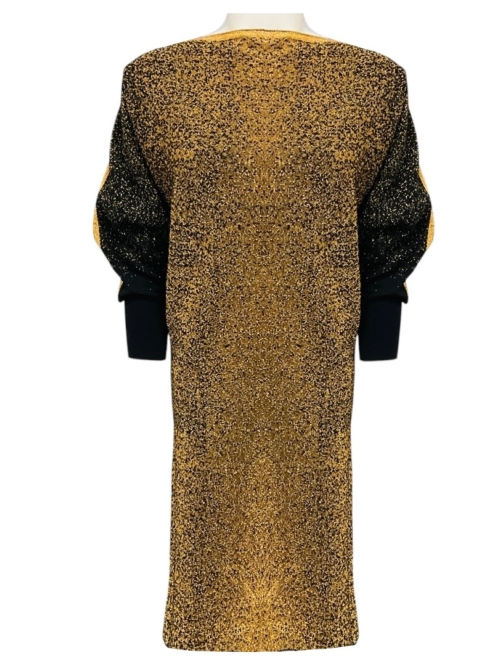 Jean Paul Gaultier Maille Femme Gold Metallic / Black Glitter Knit Midi Dress